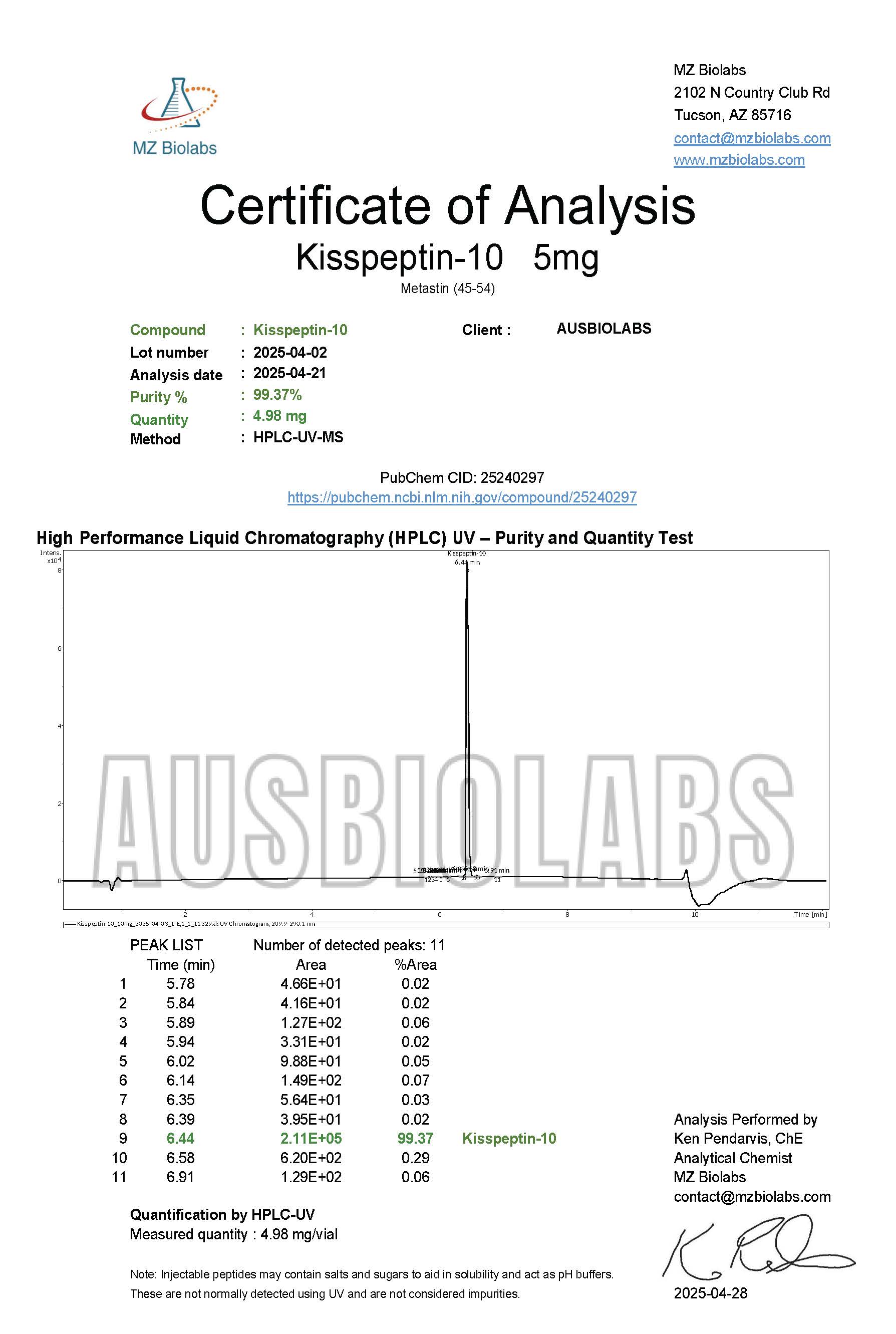 Kisspeptin-10 5mg